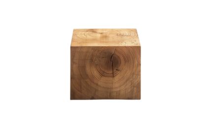 Square block of wood isolated on transparent background