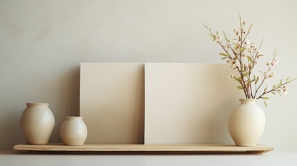 Blank frame mockup in a room with interior decorations