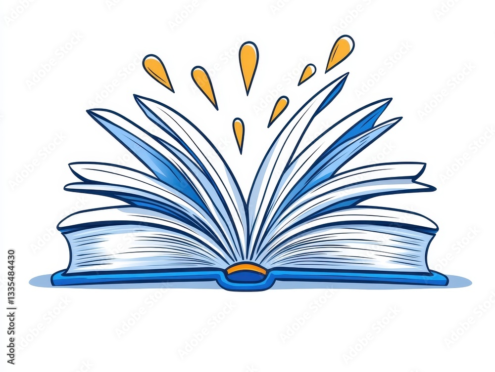 Aufkleber an open book with dynamic pages and splashes of color, symbolizing creativity