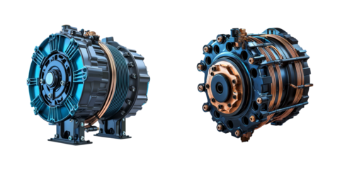 Detailed Close-Up View of Modern Industrial Air Conditioning Compressors