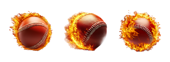 Dynamic Fireball Baseballs in Motion with Flames for Sports Graphics