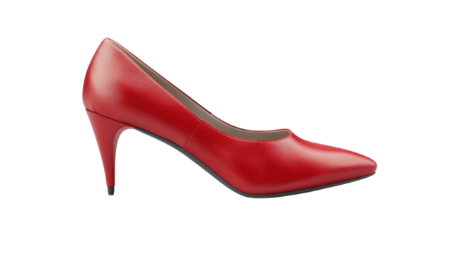 Red high heel shoe isolated on transparent background