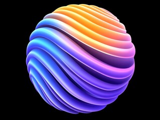 Fototapeta premium Abstract colorful sphere with smooth wave patterns on a black background