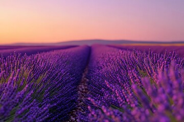 Obraz premium A Stunning Lavender Field at Sunset