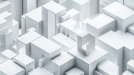 Fototapeta premium Abstract 3D Render of Geometric White Blocks Creating an Isometric Pattern