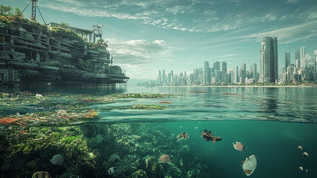 Revitalizing the ocean a futuristic vision underwater ecosystem gigapixel imagery clean environment optimistic perspective