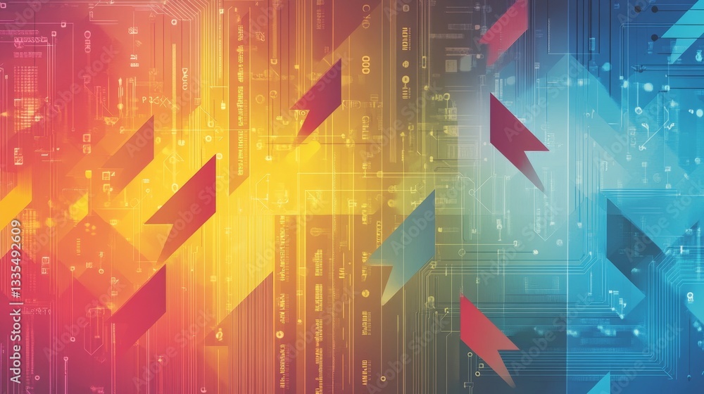 Poster dynamic geometric arrow animation digital canvas gigapixel artwork virtual space high-resolution dig
