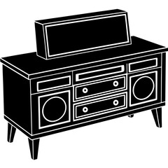 Media console silhouette vector illustration 