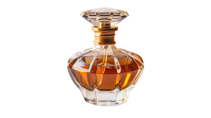 Elegant perfume bottle on transparent background exhibiting luxury and fragrance