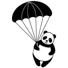 Puffy Panda With The Parachute vector illustration 