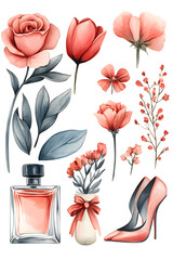set of flowers