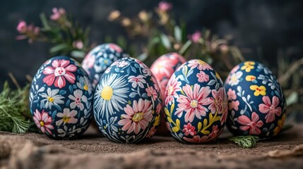 Fototapeta premium An Easter decoration with cool chicken and egg. Easter holiday concept.