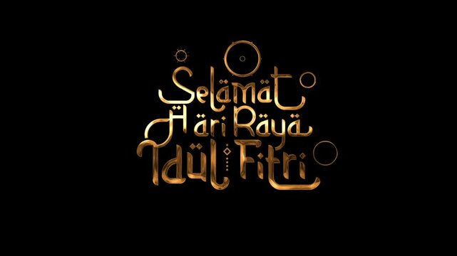Animated selamat hari raya Idul Fitri lettering. Indonesian translation of happy eid mubarak