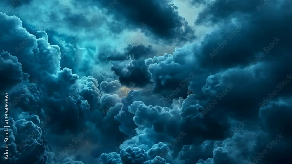 Poster dramatic lightning and storm clouds illuminate sky turbulent display of natures energy and contrast 