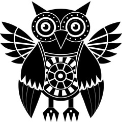 Steampunk mechanical owl  silhouette vector illustration 
