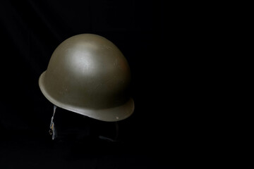 United States Of America World War II helemet isolated on black