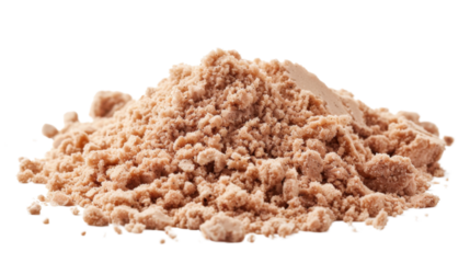 Pile of protein powder isolated on transparent background