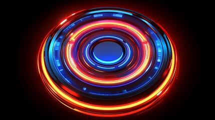 Abstract glowing circular neon light.