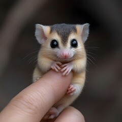 Obraz premium Cute baby rodent held, rainforest background, wildlife conservation