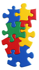 Obraz premium pieces of a puzzle WITH THE COLORS blue, RED AND YELLOW. 3D STYLE, 