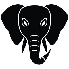 Elephant head silhouette vector art illustration