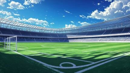 Fototapeta premium High-angle shot of soccer field stadium gigapixel image outdoor setting aerial view sports photography