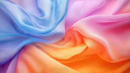 Obraz premium Smooth gradient colors of orange, pink, and blue creating a vivid swirling fabric texture for art design