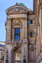 Fototapeta premium Architectural fragments of neo-baroque Garnier Palace (or Opera National de Paris). Paris, France.