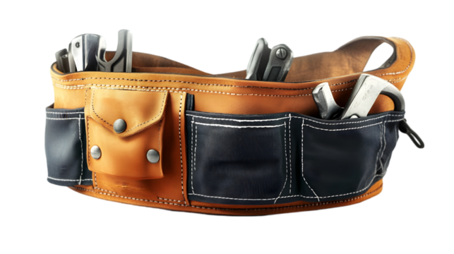 Premium Leather Tool Belt with Reinforced Pockets – Adjustable Heavy-Duty Work Belt for Carpenters, Electricians, and Construction Workers – Multi-Pocket Design for Hammers, Pliers, and Hand Tools

