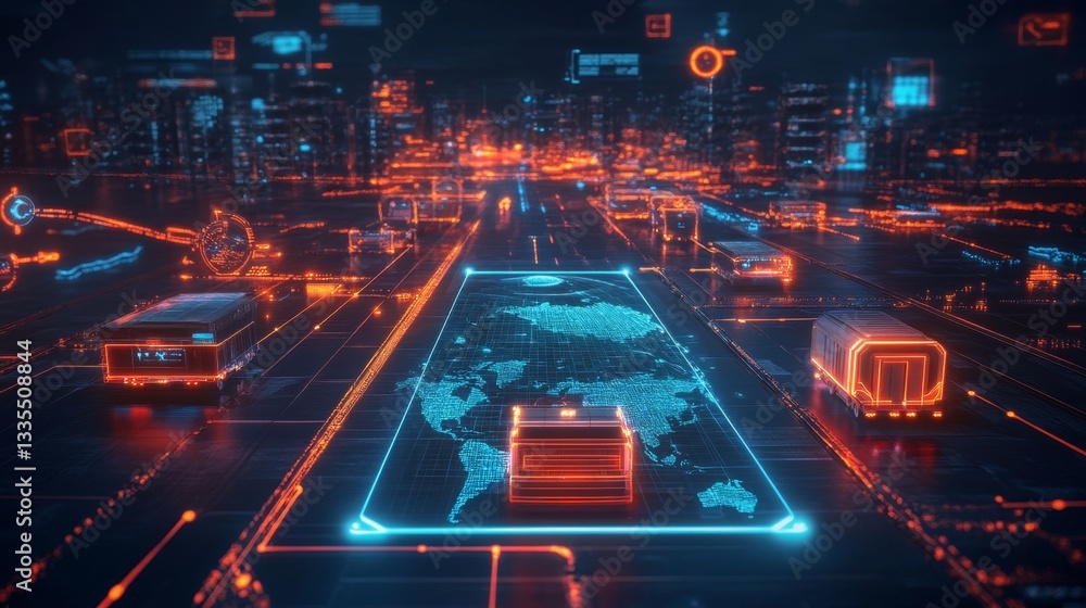 Poster optimizing global distribution networks worldwide gigapixel illustration high-tech environment aeria