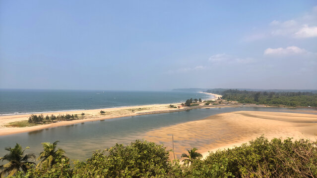 Shiroda beach in Maharashtra, India - view from Redi fort 