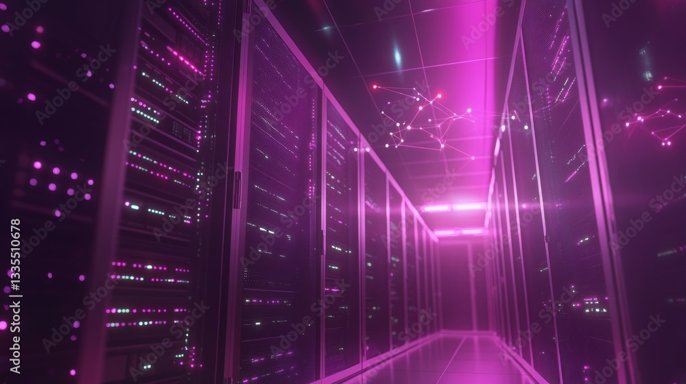 Poster exploring high-tech server room data center gigapixel image modern environment aerial view interconn