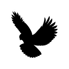 Flying owl silhouette vector flat illustration design.