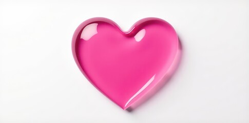 Liquid pink heart, vibrant color, white backdrop, isolated, vibrant
