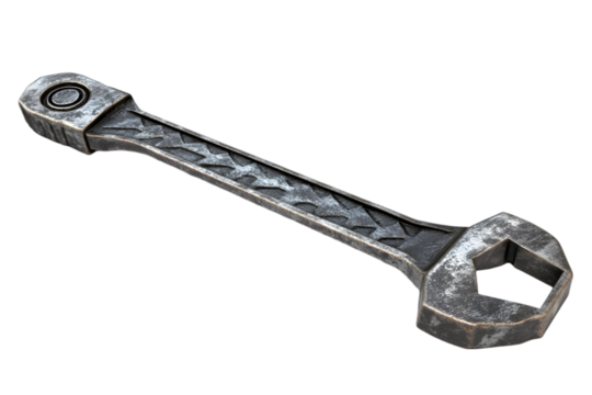"Medieval Metal Wrench Isolated on White Background – Rustic Hand Tool, Vintage Industrial Design"



