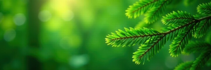 Obraz premium Lush evergreen branches, close-up detail, natural light, seasonal, natural light