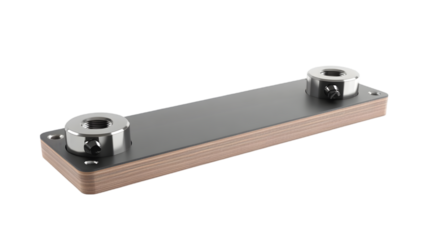 Modern metallic drawer pull handle with bolts isolated for cabinet furniture design interior decor or hardware fitting accessories visual illustrations