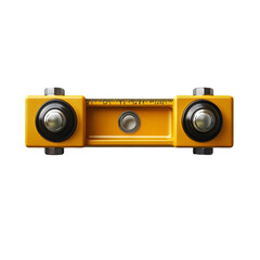 Fototapeta premium Retro yellow audio amplifier with volume knobs and vintage style perfect for music equipment sound control or retro electronics themed design