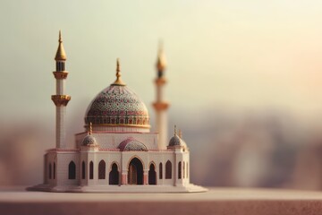 Obraz premium A miniature architectural model of a mosque against a backdrop