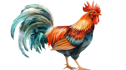 Fototapeta premium Rooster watercolor isolated on white background