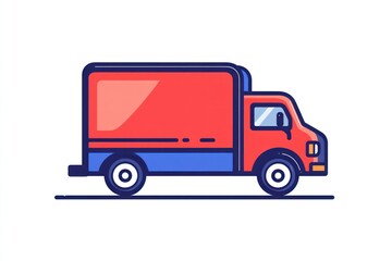 Fototapeta premium A vibrant red delivery truck with blue accents ideal for logistics and transportation themes