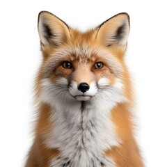 Fototapeta premium Red fox portrait, studio shot, white background, wildlife photography, book illustration
