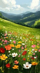 Fototapeta premium Wild Meadow in Bloom, Green meadows