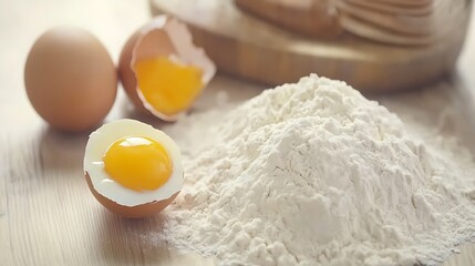 Baking Ingredients: Eggs and Flour Ready for Baking