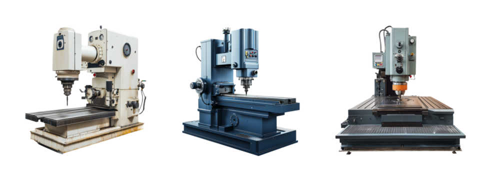 Vintage Industrial Milling Machines Set in Factory Environment