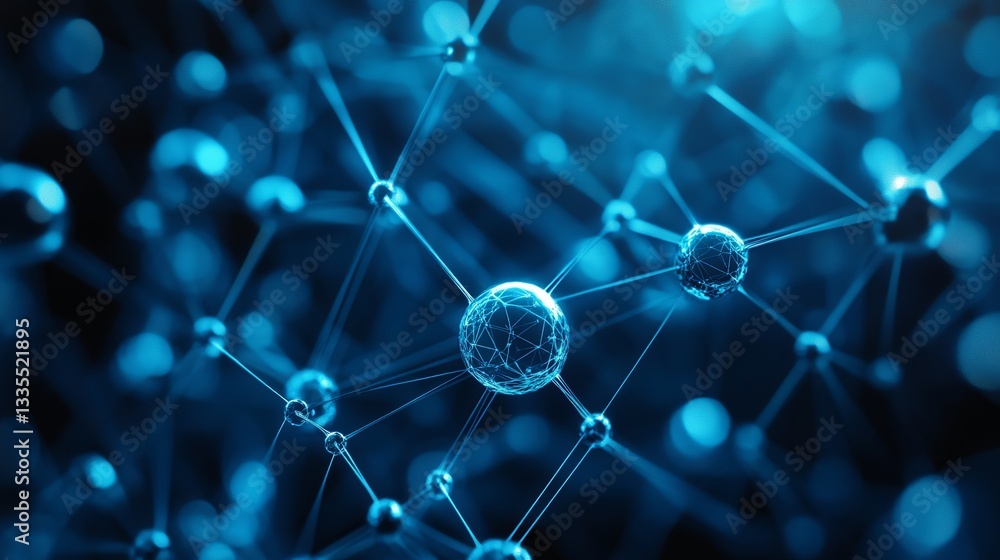Poster abstract blue network structure digital art modern technology background futuristic science illustra