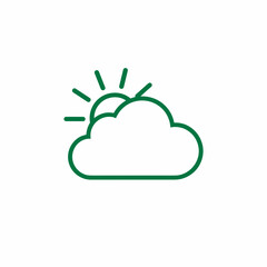 Sun and Cloud Icon, Vector in Outline Design, Green, for Weather, Climate, and Meteorology Concepts, Suitable for App and Web Design