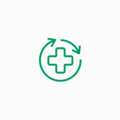 Fototapeta premium Medical Cross Icon, Vector, Green, for Healthcare, First Aid, and Emergency Services, Suitable for Web and App Design
