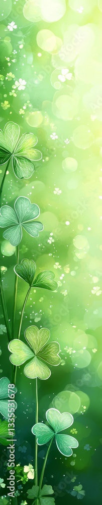 Wall mural an abstract background with green shamrocks for st patrick's day and springtime.