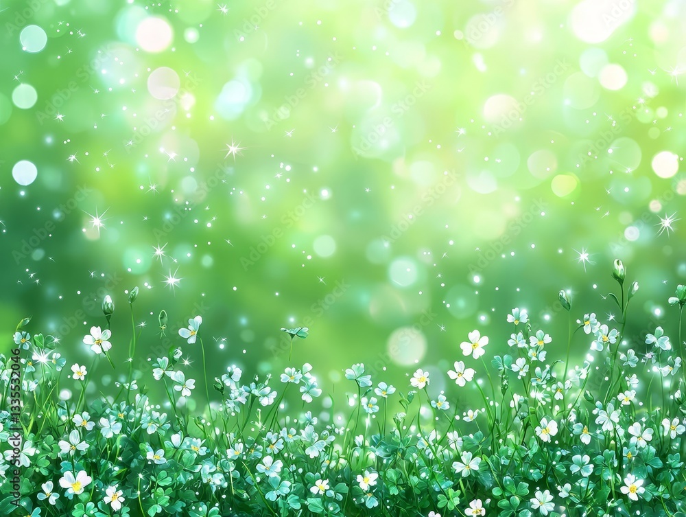 Wall mural an abstract background with green shamrocks for st patrick's day and springtime.